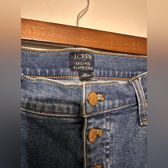 J. Crew Flare Crop Mid Rise Medium Wash Blue All Day Stretch Jeans size 32 - Picture 3 of 6